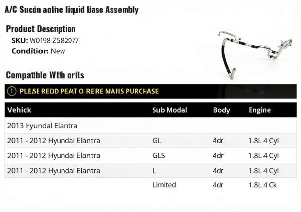 Hyundai Elantra AC Suction Hose Assembly by Marketplace Auto-0