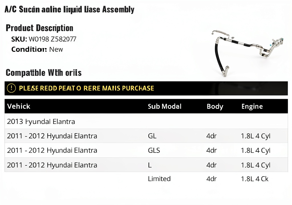 Hyundai Elantra AC Suction Hose Assembly