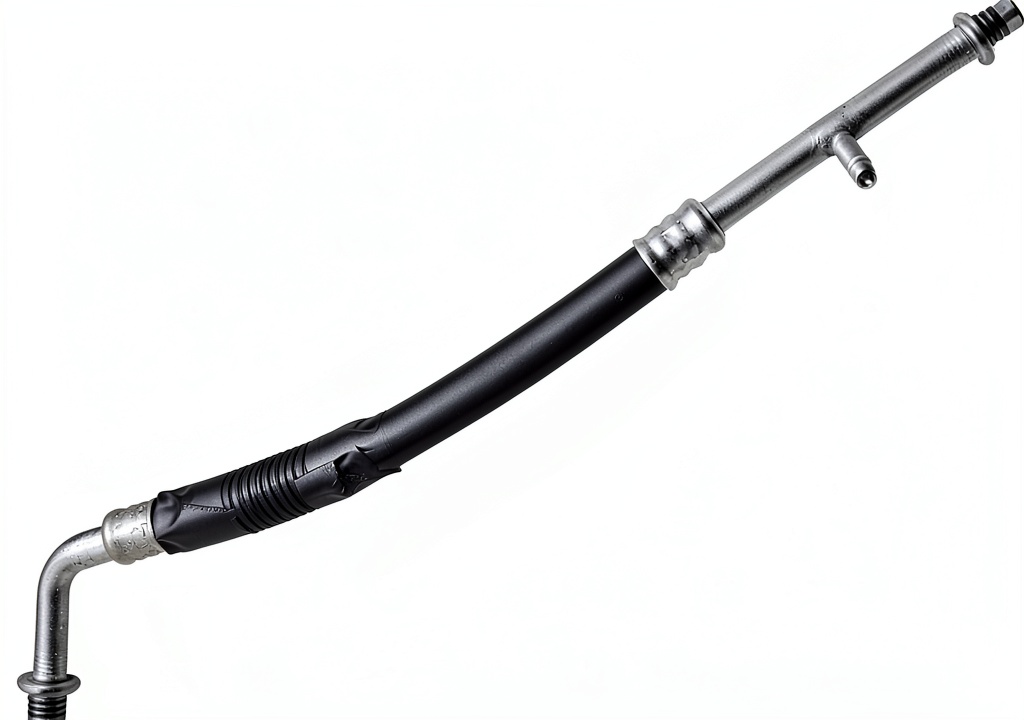 Installing UAC A/C suction line hose on a Ford engine bay