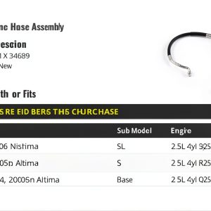 Marketplace Auto Parts AC Suction Hose for 2002-2006 Nissan Altima-0