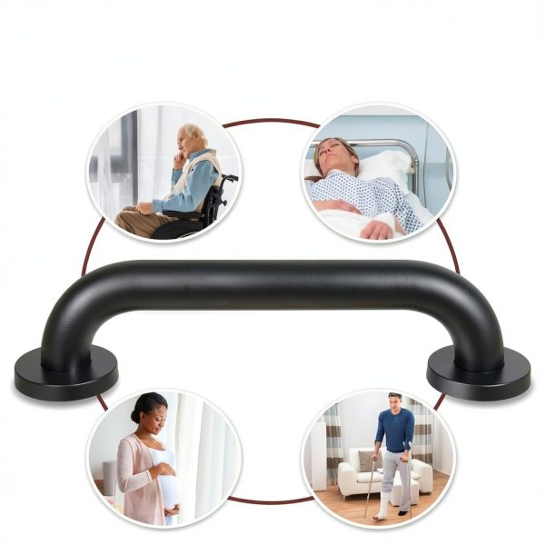 12 Inch Black 304 Steel Handrail SLYLINRY Anti‑Slip Grab Bars (2 Pack)-4