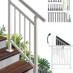 Adjustable Handrails for Outdoor Steps – White Metal Stair Railing with Installation Kit, 3 Steps Handrail or Horizontal Use, Wrought Iron Hand Rails for Outdoor Steps-0