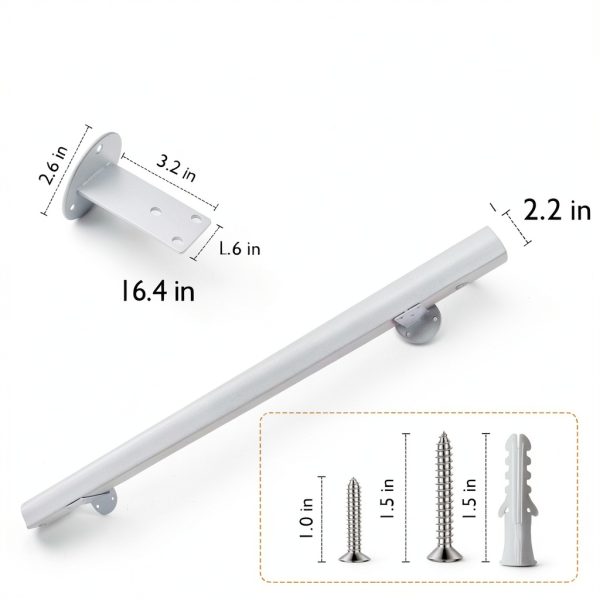 Solid Wood Stair Handrail ACQUAN 3FT White Non Slip Wall Mounted-1
