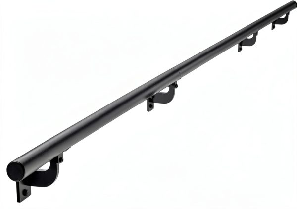 Wall Mounted Stair Handrail VEVOR 10ft Black Galvanized Aluminum Rail-0