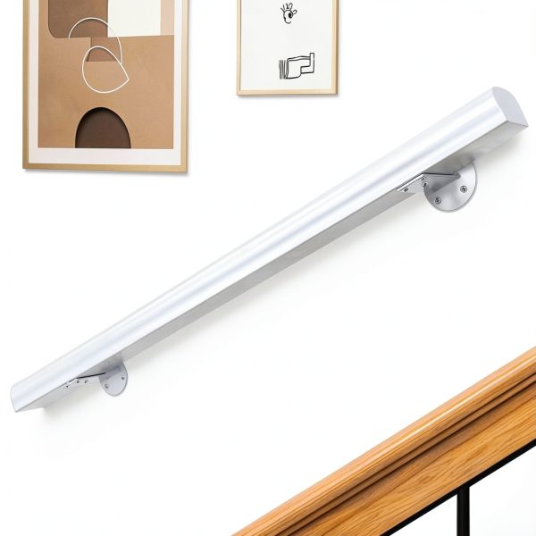 Solid Wood Stair Handrail ACQUAN 3FT White Non Slip Wall Mounted-4