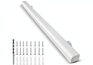 Solid Wood Stair Handrail ACQUAN 3FT White Non Slip Wall Mounted-0
