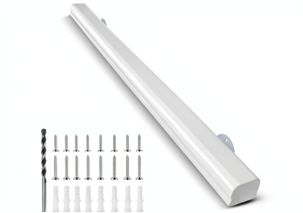 Solid Wood Stair Handrail ACQUAN 3FT White Non Slip Wall Mounted-0