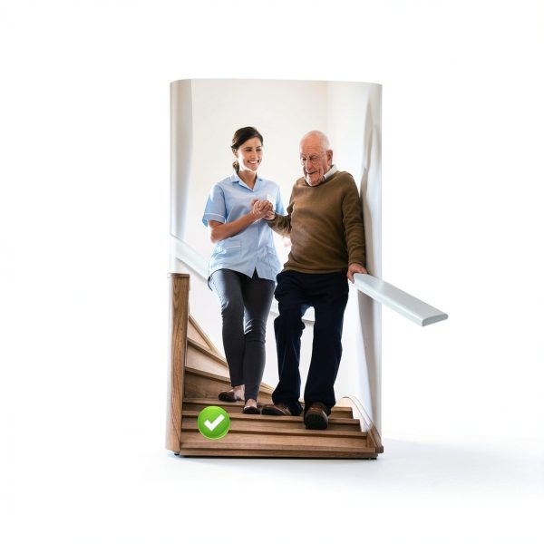 Solid Wood Stair Handrail ACQUAN 3FT White Non Slip Wall Mounted-5