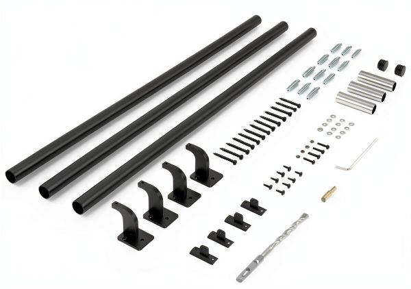 Wall Mounted Stair Handrail VEVOR 10ft Black Galvanized Aluminum Rail-8