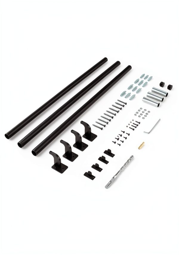 Wall Mounted Stair Handrail VEVOR 10ft Black Galvanized Aluminum Rail-5