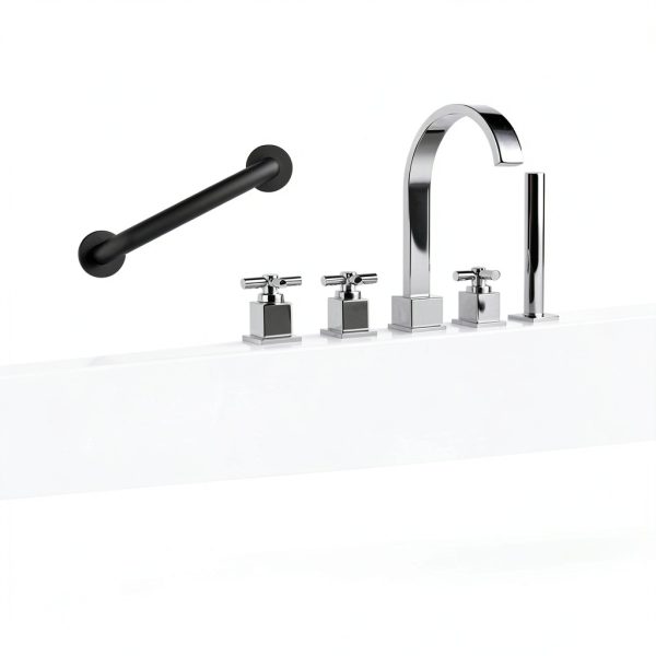 12 Inch Black 304 Steel Handrail SLYLINRY Anti‑Slip Grab Bars (2 Pack)-3