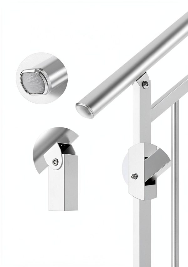Adjustable Handrails for Outdoor Steps – White Metal Stair Railing with Installation Kit, 3 Steps Handrail or Horizontal Use, Wrought Iron Hand Rails for Outdoor Steps-2