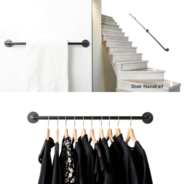 Handrail Indoor Stairs 16ft Matte Black Industrial Iron Pipe by Senmit-4