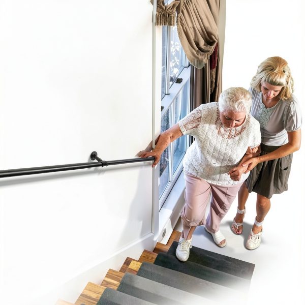 VEVOR Pipe Stair Handrail 6FT Industrial Steel with Wall Mount Support-1