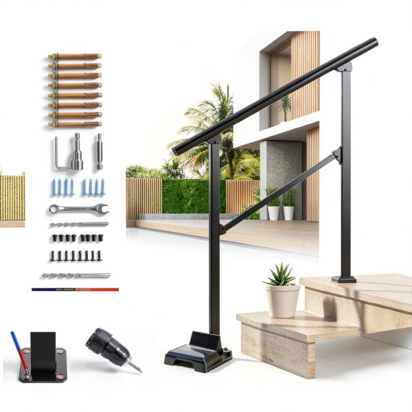 Handrail 3 Step Matte Black Outdoor Wrought Iron Kit by Arti-Life-6