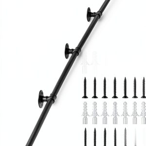 Handrail Indoor Stairs 16ft Matte Black Industrial Iron Pipe by Senmit-0