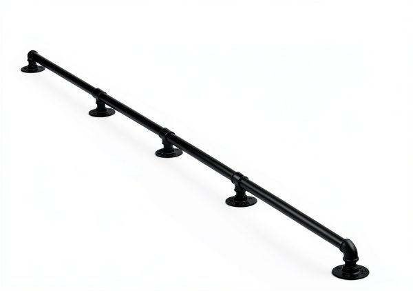 Handrail Indoor Stairs 16ft Matte Black Industrial Iron Pipe by Senmit-1