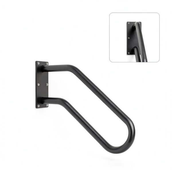 Hand Rails for Outdoor 1-2 Steps, Indoor Stairs, Bathroom, Wall Mount Non-Slip U-Shape Stair Hand Railing Black 1 Pack-2
