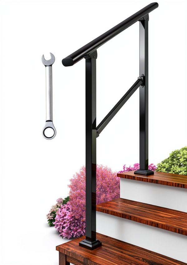 Handrail 3 Step Matte Black Outdoor Wrought Iron Kit by Arti-Life-0