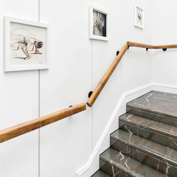 Wooden Stair Handrail JuneFanwei Burlywood 3‑5 FT Sturdy Wall‑Mount-3